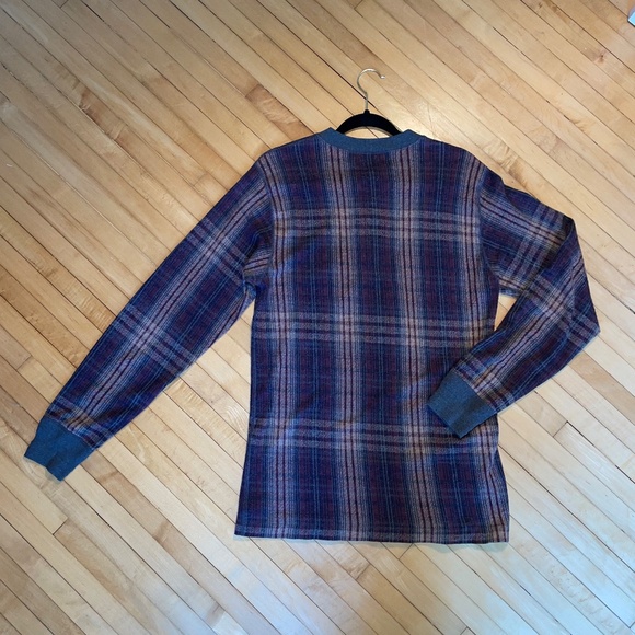 POLO COUNTRY Ralph Lauren Vintage Burgundy Plaid Henley Top Shirt Long Sleeve - Picture 7 of 8